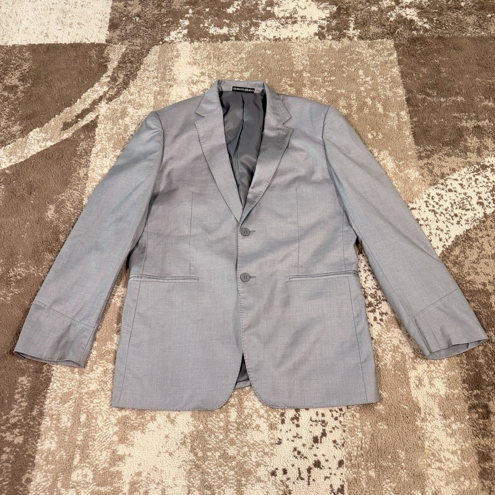 Giorgio Armani Le Collezioni Blazer Mens 52R Gray Virgin Wool Italy Vintage